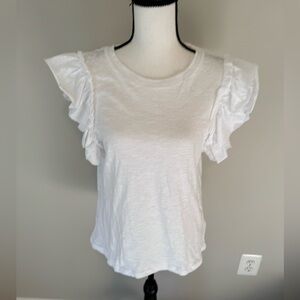 NWT White T-shirt with flutter sleeves